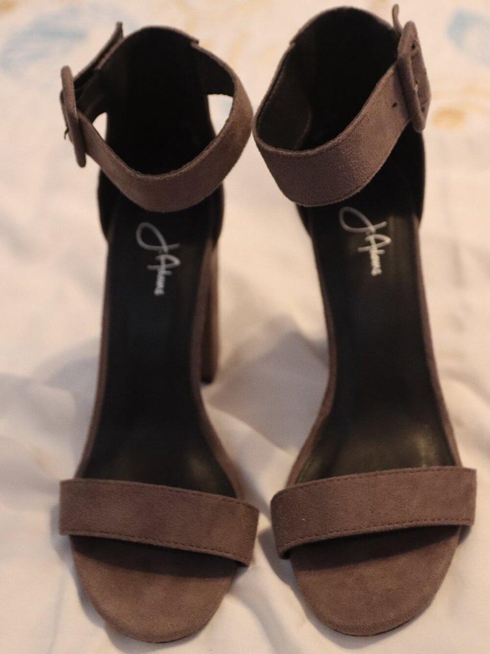 J. Adams Trinity Grey Suede Chunky Heel Ankle Strap w/Buckle Size 8